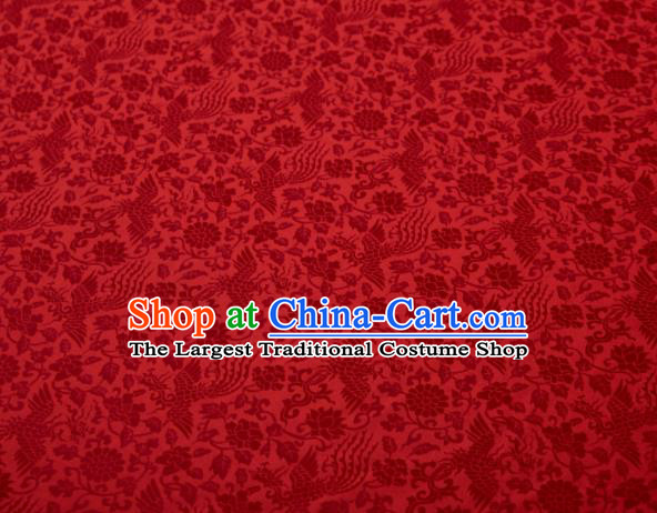 Chinese Classical Phoenix Peony Pattern Design Red Mulberry Silk Fabric Asian Traditional Cheongsam Silk Material
