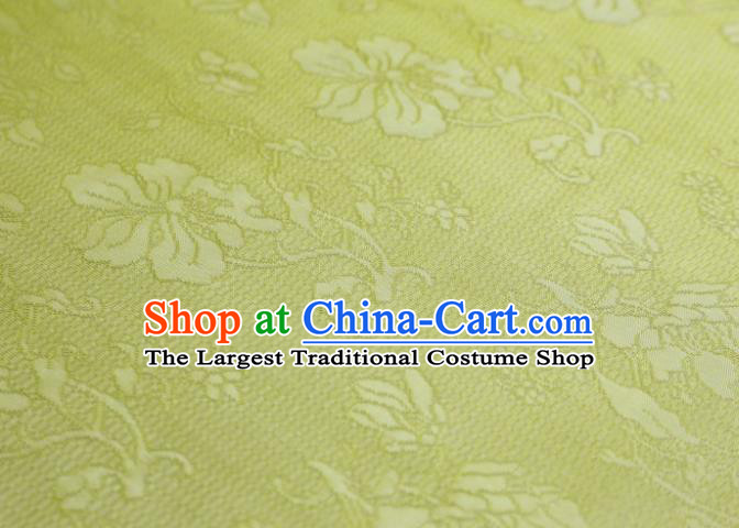 Chinese Classical Flowers Pattern Design Yellow Mulberry Silk Fabric Asian Traditional Cheongsam Silk Material