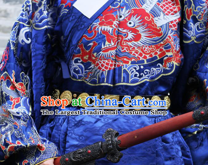 Traditional Chinese Ming Dynasty Swordsman Leather Belt Ancient Imperial Guards Waistband for Men