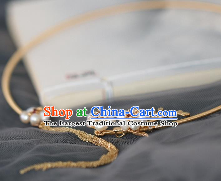 Chinese Traditional Ming Dynasty Pearls Precious Stones Necklace Handmade Ancient Princess Necklet Accessories for Women