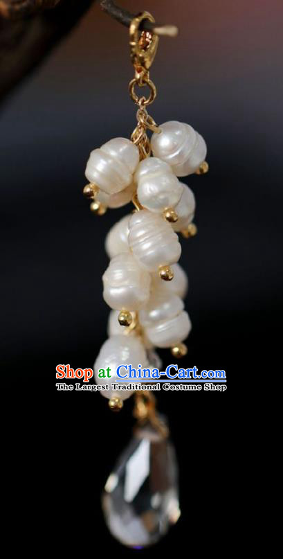 Chinese Traditional Ming Dynasty Pearls Tassel Pendant Handmade Ancient Princess Jewelry Accessories for Women