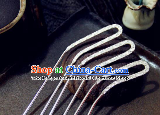 Chinese Traditional Tang Dynasty Princess Argent Carving Hairpins Handmade Ancient Royal Empress Hair Accessories for Women