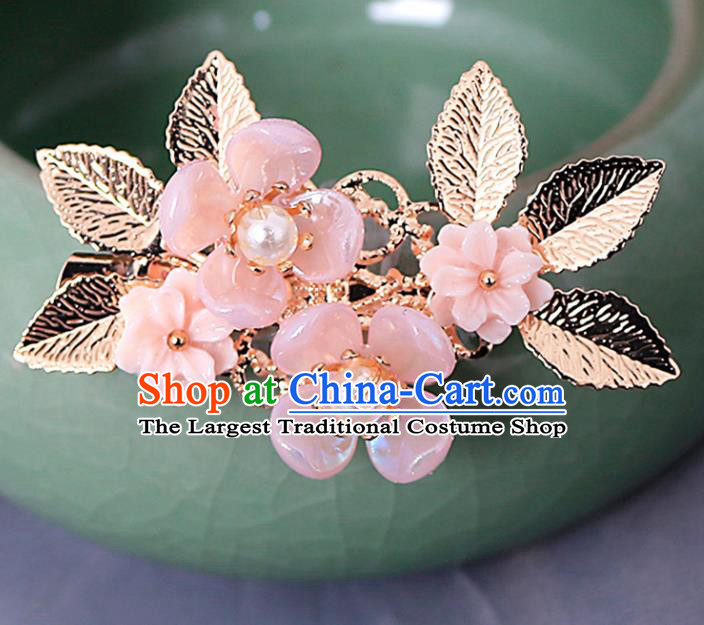 Traditional Chinese Ming Dynasty Pink Plum Hair Claws Hairpins Handmade Ancient Princess Hair Accessories for Women