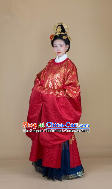 Traditional Chinese Ming Dynasty Royal Empress Red Hanfu Dress Ancient Court Queen Wedding Historical Costumes for Women