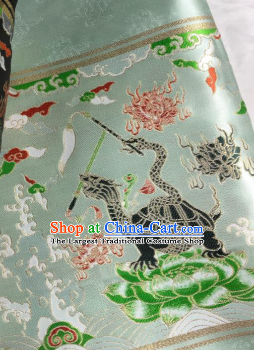 Chinese Traditional Tortoise Pattern Light Green Brocade Hanfu Fabric Silk Fabric Hanfu Dress Material