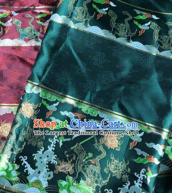 Chinese Traditional Tortoise Pattern Atrovirens Brocade Hanfu Fabric Silk Fabric Hanfu Dress Material