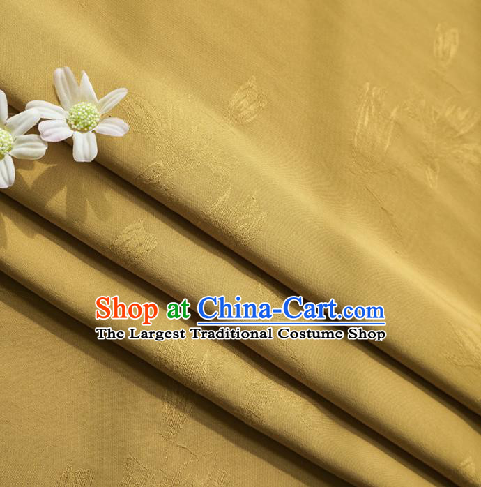 Chinese Traditional Classical Jacquard Magnolia Pattern Ginger Cotton Fabric Imitation Silk Fabric Hanfu Dress Material