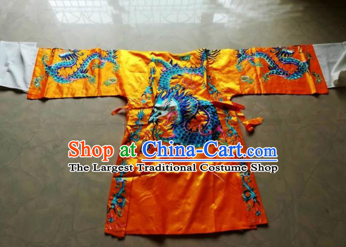 Chinese Traditional God Embroidered Golden Priest Frock Taoism Deity Costume