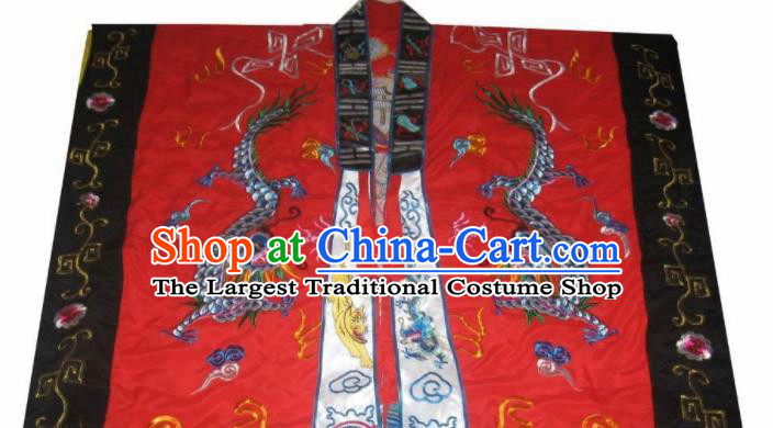 Chinese National Quanzhen Taoist Frock Embroidered Dragon Cassock Traditional Taoism Rites Costume for Men