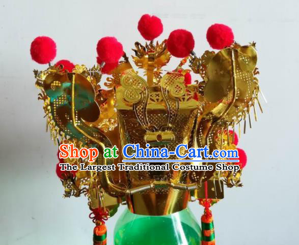 Chinese Traditional God Statue Golden Hat Taoism Royal Highness Headwear