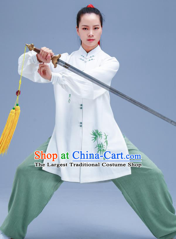 Chinese Traditional Kung Fu Embroidered Bamboo Outfits Martial Arts Competition Costumes for Women