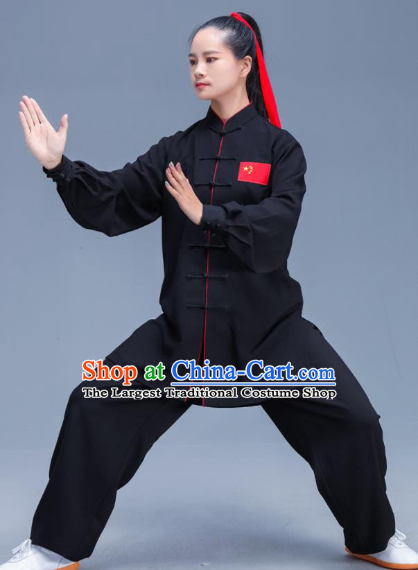 Chinese Traditional Kung Fu Stage Show Black Outfits Martial Arts Competition Costumes for Women