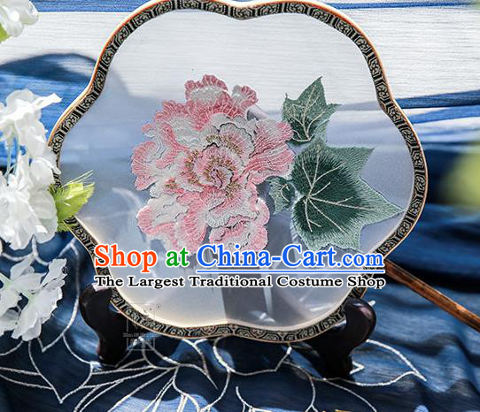 Chinese Traditional Hanfu Embroidered Peony Silk Fan Ancient Princess Palace Fans for Women