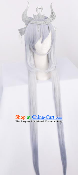 Chinese Traditional Cosplay Fairy Lilac Wigs Ancient Swordsman Wig Sheath for Women