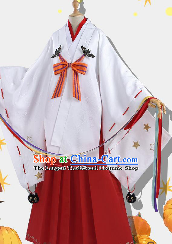 Japanese Traditional Cosplay Geisha White Kimono Dress Japan Onmyoji Costumes for Women