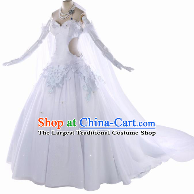 Top Cosplay Queen White Wedding Dress Modern Dance Costumes for Women
