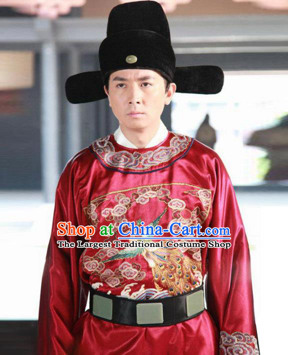 Chinese Traditional Ming Dynasty Minister Vestment Ancient Drama Official Historical Costumes for Men