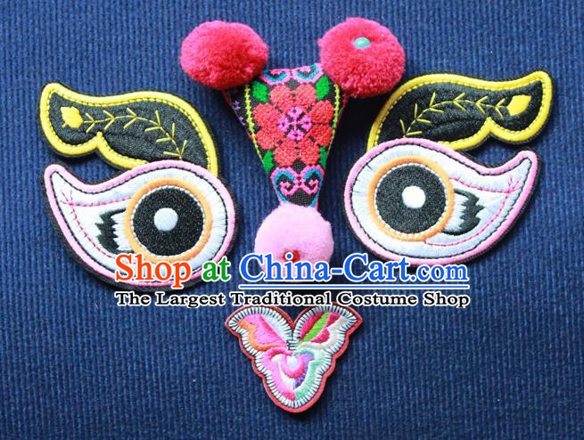 Chinese Traditional Embroidered Tiger Pink Patch Embroidery Applique Craft Embroidering Accessories