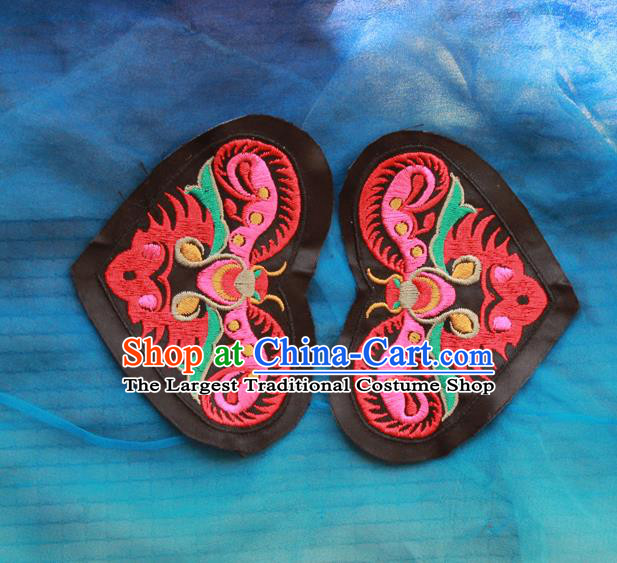 Chinese Traditional Embroidered Butterfly Heart Shape Patch Embroidery Craft Embroidering Accessories
