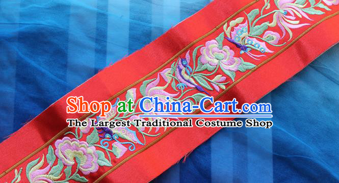Chinese Traditional Embroidered Chrysanthemum Butterfly Red Applique Embroidery Patch Embroidery Craft Accessories