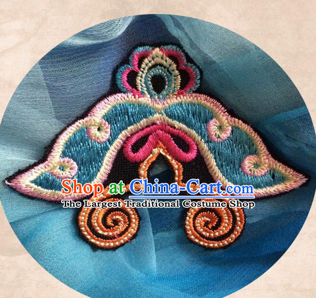 Chinese Traditional Embroidered Blue Butterfly Applique Embroidery Patch Embroidery Craft Accessories