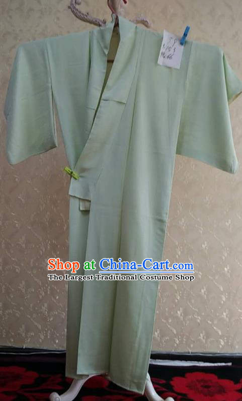 Traditional Japan Geisha Green Silk Furisode Kimono Asian Japanese Fashion Apparel Costume for Women