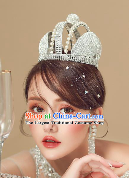 Top Grade Baroque Queen Crystal Royal Crown Wedding Bride Hair Accessories for Women