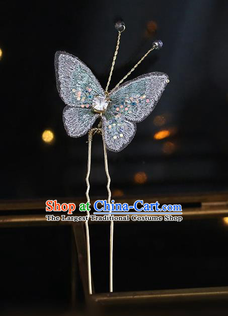 Chinese Traditional Hanfu Light Grey Butterfly Hairpins Ancient Princess Hair Accessories for Women