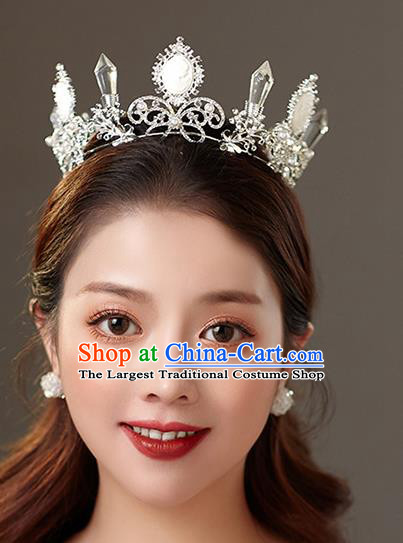 Top Grade Baroque Princess Crystal Point Royal Crown Wedding Queen Hair Accessories for Women