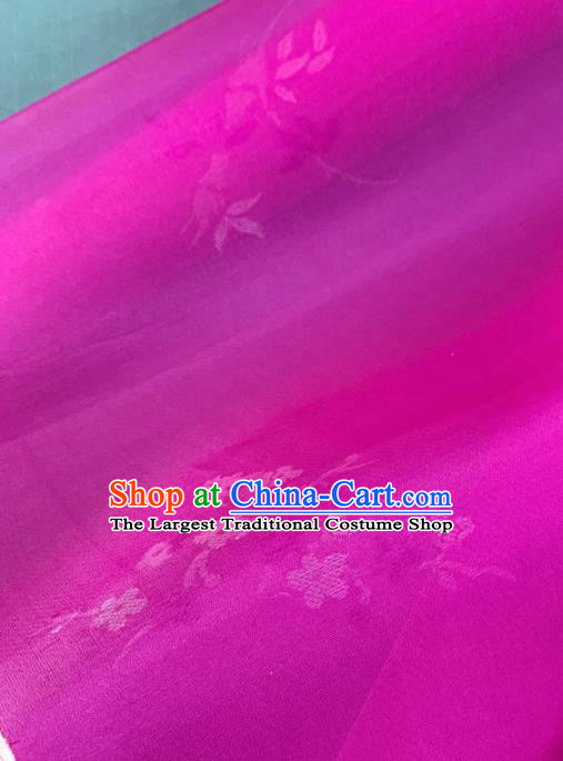 Chinese Traditional Classical Orchid Pattern Design Rosy Silk Fabric Asian Hanfu Material