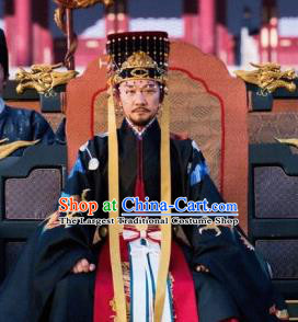 Royal Nirvana Chinese Ancient Drama Emperor of Northern Qi Xiao Jian Replica Costumes and Headdress Complete Set