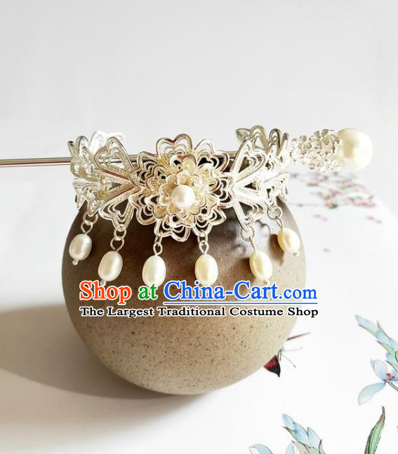 Traditional Chinese Argent Hairdo Crown and Hairpin Headdress Ancient Swordsman Hair Accessories for Women