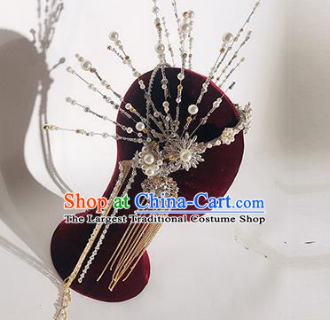 Traditional Chinese Stage Show Tassel Argent Hair Clasp Headdress Handmade Catwalks Hair Accessories for Women