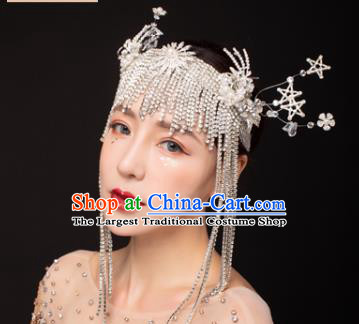 Traditional Chinese Stage Show Crystal Tassel Hair Clasp Headdress Handmade Catwalks Hair Accessories for Women
