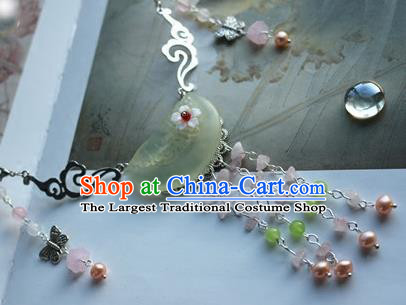 Traditional Chinese Handmade Jade Carving Necklace Ancient Hanfu Necklet Accessories for Women