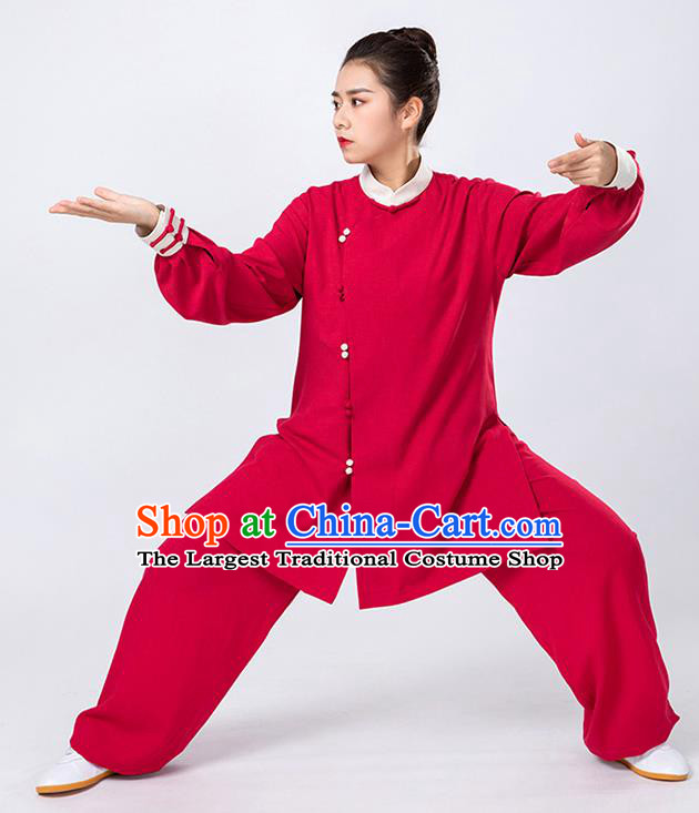 Top Tai Chi Kung Fu Red Outfits Chinese Traditional Martial Arts Competition Costumes for Women