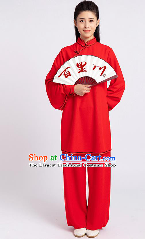 Top Chinese Tai Chi Kung Fu Red Outfits Traditional Martial Arts Competition Costumes for Women