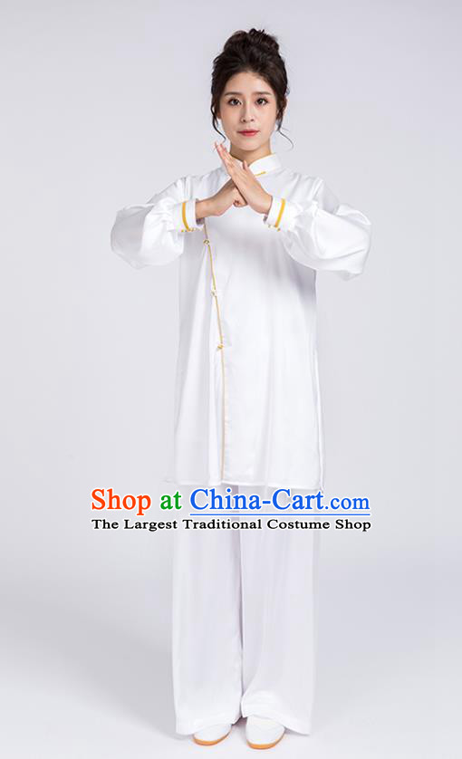 Top Chinese Martial Arts Yellow Edge Outfits Traditional Tai Chi Kung Fu Training Costumes for Women