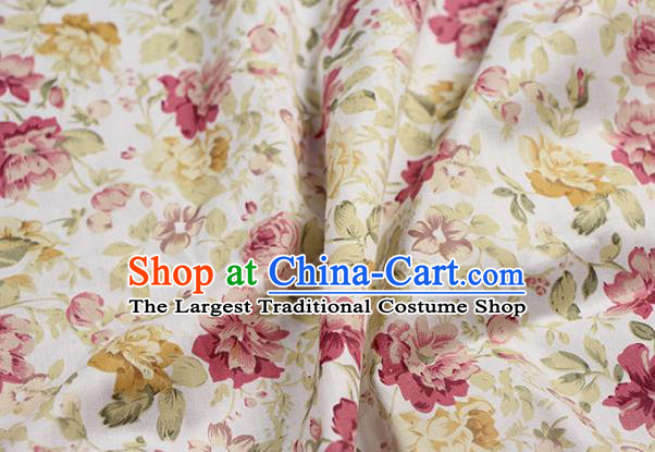 Chinese Traditional Red Camellia Pattern Design Brocade Fabric Hanfu Dress Satin Drapery