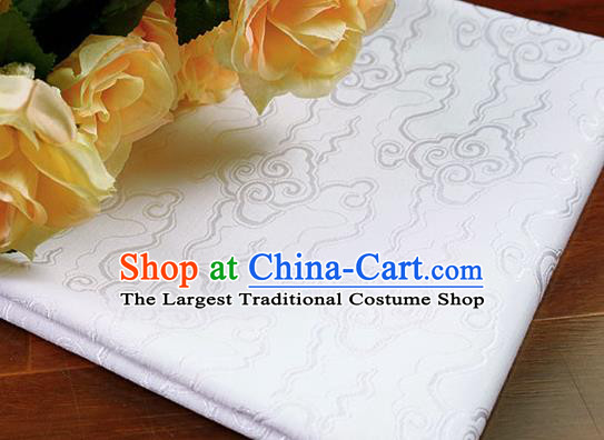 Chinese Traditional Cloud Pattern Design White Brocade Fabric Hanfu Dress Satin Drapery