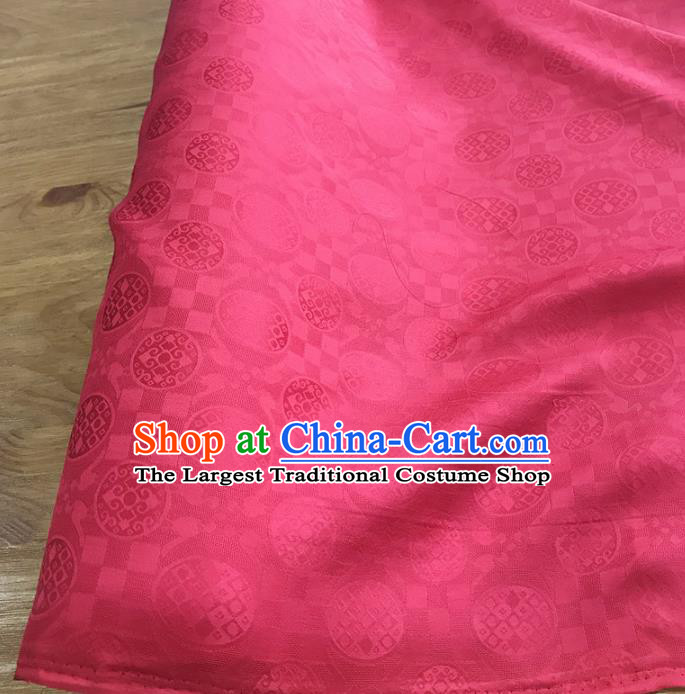 Chinese Traditional Round Design Pattern Red Silk Fabric Cheongsam Mulberry Silk Drapery