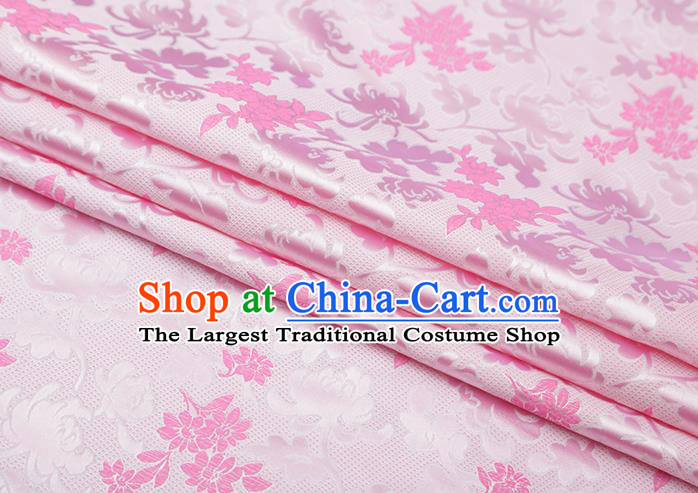 Chinese Traditional Jacquard Pattern Pink Brocade Fabric Cheongsam Tapestry Drapery