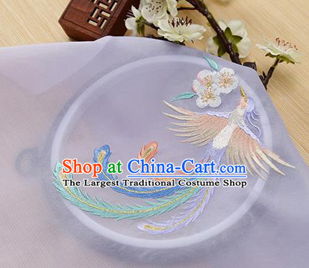 Chinese Traditional Embroidered Phoenix Lilac Chiffon Applique Accessories Embroidery Patch