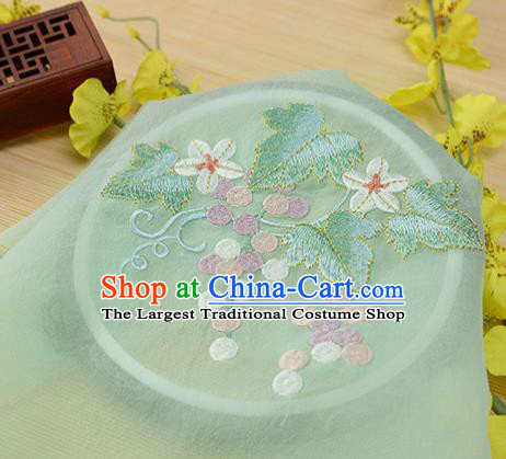 Chinese Traditional Embroidered Grape Leaf Light Green Chiffon Applique Accessories Embroidery Patch