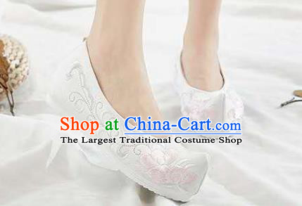 Chinese Hanfu White Shoes Women Shoes Opera Shoes Embroidered Shoes Princess Shoes
