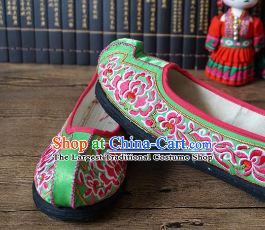 Traditional Chinese Wedding Grass Green Embroidered Shoes Princess Shoes National Shoes Hanfu Shoes for Women