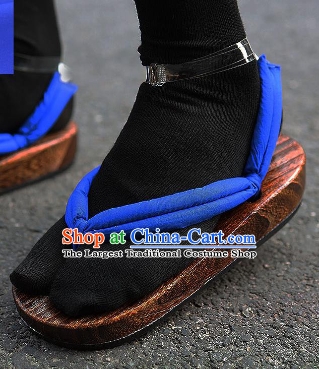 Traditional Japanese Samurai Royalblue Geta Slippers Asian Japan Clogs Shoes for Women