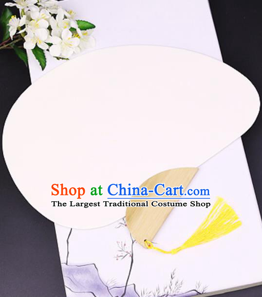 Chinese Traditional White Art Paper Fans Handmade Bamboo Plover Fan