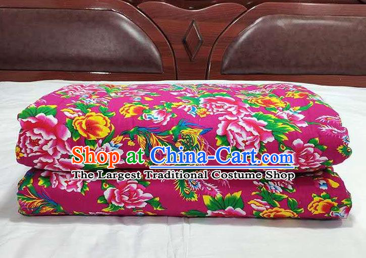 Chinese Traditional Phoenix Peony Pattern Rosy Quilt Cover Wedding Bedclothes
