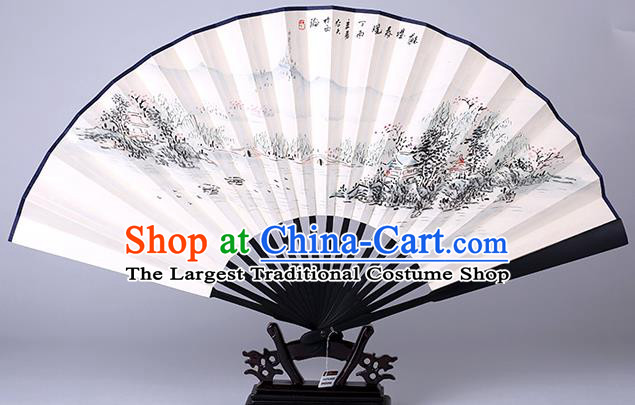 Traditional Chinese Handmade Painting Autumn View Paper Folding Fan China Wood Accordion Fan Oriental Fan